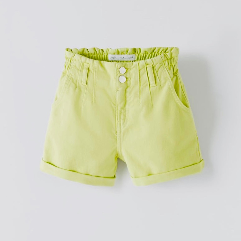 Zara 🆕 Paperbag High Waist Denim Shorts Sz 13-14